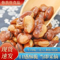 廠家供應辦公小零食戶外露營牛肉味蘭花豆蠶豆20斤/箱批發五香
